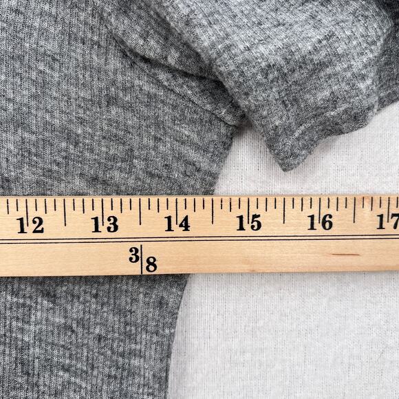 HELMUT LANG Ribbed T Shirt Womens Small Gray Wool Scoop Neck Tunic Shirttail Hem - Picture 10 of 13